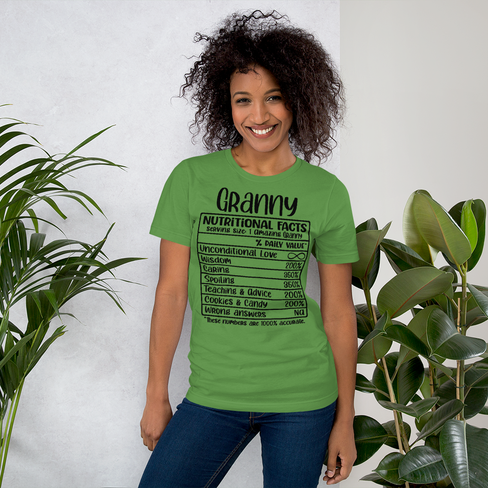 Granny's Nutritional Fact Unisex t-shirt