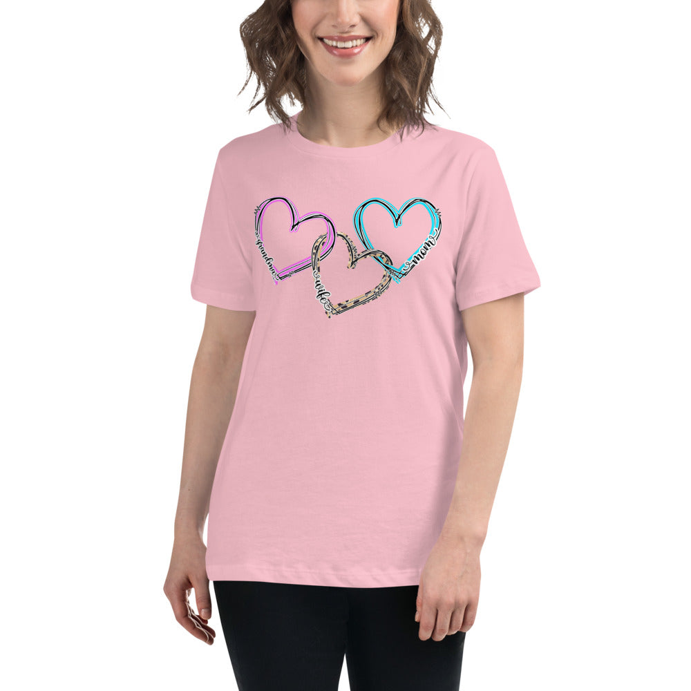 Wife Mom Grandma Hearts - Women's Relaxed T-Shirt