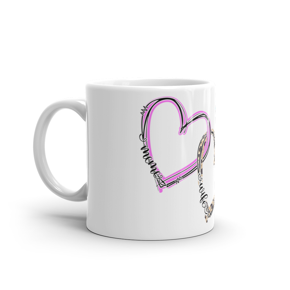 Wife Mom Meme Hearts - White glossy mug